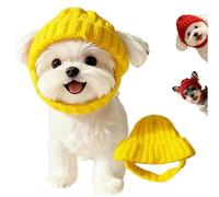 Berretto per cani lavorato a Maglia Rosso con paraorecchie - Cappello invernale Caldo, Cappello morbido e accogliente per animali domestici (Yellow,Medium)
