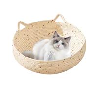 Berriphonia Cama Tejida para Gatos - Cesta de Gato para Interior | Cama para Mascotas de Cuerda de algodón Transpirable y Lavable con Base Antideslizante para Gatitos y Cachorros
