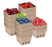 Berry Basket - 4 Inch Natural Pulp Basket | Thick Pulp Fruit Baskets - Eco Friendly 1/2 Pint Container for Cherries Blueberries and Small Fruits, Ideal for Parties, Picnics, or Market Use