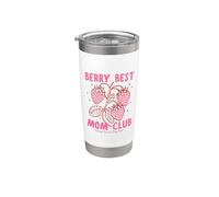 Berry Best Mom Club Mother's Day Cute Vintage Strawberry Vaso térmico de acero inoxidable de doble pared