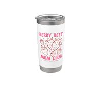 Berry Best Mom Club Mother's Day Cute Vintage Strawberry Vaso térmico de acero inoxidable de doble pared