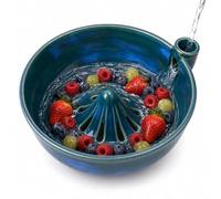 Berry Bowl with Swirling Water Flow and Drain Holes, Ceramic (Dark blue)