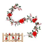 Berry Garland - Christmas Garland | Pine Cone Garland | Realistic Pine Cone Garlands with Red Berries, Unique Wreath Ornament for Christmas, Bendable Home Door Decor - Winter Decor