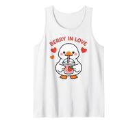 Berry In Love Lindo Kawaii Goose Strawberry Drink Design Camiseta sin Mangas