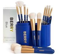 BERRY Premium - Juego de brochas de maquillaje profesional de 12 piezas, numeradas, veganas, libres de crueldad, cerdas microcristalinas de lujo, perfectas para base, polvo, mezcla y contorno con