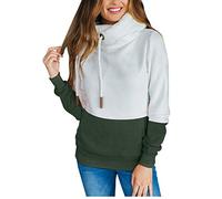 Berrykey Sudadera con capucha para mujer, cuello redondo, bloque de color, retazos, sudadera con capucha para otoño, sudadera básica cálida para mujer, 1005-verde militar, M