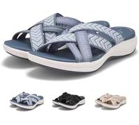 Berrynight Cómodas sandalias ortopédicas de recuperación para caminar para fascitis plantar para mujer, amortiguadoras con soporte de arco, ancho ancho ancho, Blue, 37.5 EU