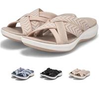 Berrynight Cómodas sandalias ortopédicas de recuperación para caminar para fascitis plantar para mujer, amortiguadoras con soporte de arco, ancho ancho ancho, beige, 41 EU