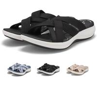 Berrynight Cómodas sandalias ortopédicas de recuperación para caminar para fascitis plantar para mujer, amortiguadoras con soporte de arco, ancho ancho ancho, Black, 41 EU