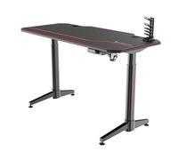 BERSERKER Mesa Gaming con Altura Ajustable, 140x66x75 cm, Superficie de Fibra de Carbono, Hub USB 4 Puertos, Negro