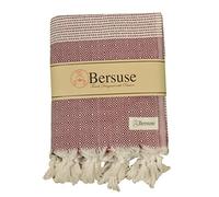 Bersuse 100% Algodón - Hierapolis XXL Manta Toalla Turca - Multiusos Colcha de Cama, Funda de Sofa - Fouta para Baño y Playa - Oeko-Tex - 152 x 242 cm, Borgoña