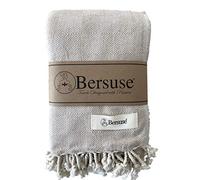 Bersuse 100% Algodón - Milas XXL Manta Toalla Turca - Multiusos Colcha de Cama, Funda de Sofa - Fouta para Baño y Playa, con Diseño de Diamante- Oeko-Tex - 150 x 230 cm, Beige