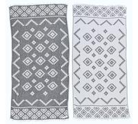 Bersuse 100% Algodon - Teotihuacan Toalla Turca - Fouta Toalla de Playa y Toalla de Baño - Doble Capa - Diseño Azteca, Oeko-Tex - 95 x 175 cm, Antracita