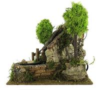Bertoni Cascada Funcional con Agua y Árbol para Belén de Madera y Corcho | 220V | Producto Italiano | 20 x 21 x 15 cm