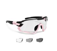 BERTONI Gafas Ciclismo Running MTB Esquí Tennis Padel Polaridas Fotocromaticas mod. Quasar (Negro-Rosa/Fotocromaticas)