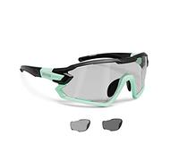 BERTONI Gafas Ciclismo Running MTB Esquí Tennis Padel Polarizadas Fotocromaticas mod. Quasar (Negro-Aguamarina/Fotocromaticas Polarizadas)