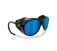 BERTONI Gafas de Sol Polarizadas de Montaña Glaciar Esqui Alpinismo Trekking - Mod. Cortina Italy - Color: Negro Brillante (Lente Humo Polarizada - Espejo Azul)