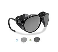 BERTONI Gafas de Sol Polarizadas de Montaña Glaciar Esqui Alpinismo Trekking - Mod. Cortina Italy - Color: Negro Brillante (Lente Fotocromática Polarizada)