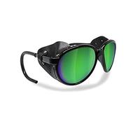 BERTONI Gafas de Sol Polarizadas de Montaña Glaciar Esqui Alpinismo Trekking - Mod. Cortina Italy - Color: Negro Brillante (Lente Humo Polarizada - Espejo Verde)