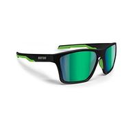 BERTONI Gafas de Sport Polarizadas para Hombre Mujer en TR90 100% UV Block mod. Fulvio (Negro Mate/Verde - Lentes Espejo Verde)