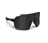 BERTONI Gafas Deportivas Ciclismo MTB Running para Hombre y Mujer en TR90 - Lente Ancha Antivaho 100% Protección UV mod. GEMINI (Negro Mate/Negro Brillante - Lente Plateada Espejada)