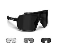 Bertoni Gafas deportivas ciclismo MTB Running para hombre y mujer lente ancha antivaho mod. GEMINI (negro mate - lente fotocromática)