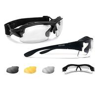 BERTONI Gafas Deportivas Graduadas con Clip Óptico para Lentes Correctivas y Patillas Sustituibles con Banda Elastica (Negro Mate - 3 Lentes Antivaho)