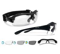 BERTONI Gafas Deportivas Graduadas con Clip Óptico para Lentes Correctivas y Patillas Sustituibles con Banda Elastica (Negro Mate - Lente Fotocromática)