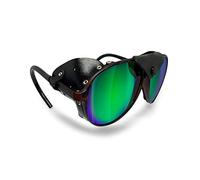 BERTONI Gafas Polarizadas Montaña Glaciar Esqui Alpinismo Trekking Climbing - Mod. Alps Italy (Camo Marrón - Espejo Verde Polarizado)