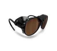 BERTONI Gafas Polarizadas Montaña Glaciar Esqui Alpinismo Trekking Climbing - Mod. Alps Italy (Negro - Marrón Polarizado)