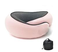 BERULL Almohada De Viaje para El Cuello, Almohada para El Cuello De Espuma Viscoelástica Comodidad Y Transpirabilidad De 360°, Almohada Plegable En Forma De U para Hogar,Oficina,Rosado,A