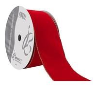 Berwick Offray DWI Value Velvet Ribbon-4" Wide X 50 Yards-Medium Red/Gold Cinta, Poliéster, Dorado