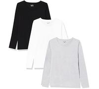berydale BD159, Camiseta de manga larga Mujer, Multicolor (Negro/Gris Claro Mezcla/Blanco, paquete de 3), XS