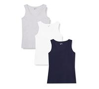 berydale Bd161 Camiseta de Tirantes, Azul Oscuro, Gris Claro Mezcla y Blanco (Paquete de 3), XS (Pack de 3) para Mujer