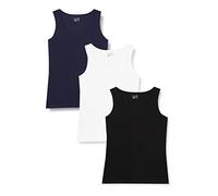 berydale Bd161 Camiseta de Tirantes, Negro, Azul Oscuro y Blanco (Paquete de 3), S (Pack de 3) para Mujer
