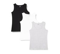 BES7R Bd161 Camiseta de Tirantes, Negro, Gris Claro Mezcla y Blanco (Paquete de 3), M (Pack de 3) para Mujer