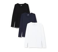 berydale Camisa Manga Larga Mujer, Pack de 3, Multicolor (Negro/Azul Oscuro/Blanco, Paquete de 3), XS