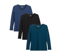 berydale Camiseta básica de Manga Larga de Cuello Redondo para Mujer, Paquete de 3 Unidades, 100% algodón, Camiseta de Manga Larga para Mujer, en Muchos Colores