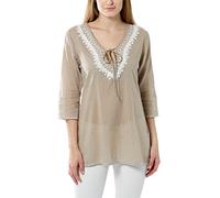Berydale Túnica de mujer con bordado, cuentas y pedrería, Beige, XL