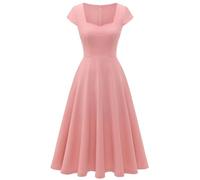 Berylove - Vestido de cóctel elegante para mujer, estilo rockabilly, con escote en corazón, midi, vintage, para la noche, Rubor, XXL