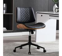 BERYTH Silla de Oficina en casa sin Brazos con Ruedas, Silla de Escritorio pequeña de Altura Ajustable, Piel sintética, Respaldo Medio, Silla giratoria de 360 Grados, Silla de computadora Moderna sin