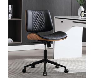 BERYTH Silla de Oficina en casa sin Brazos con Ruedas, Silla de Escritorio pequeña de Altura Ajustable, Piel sintética, Respaldo Medio, Silla giratoria de 360 Grados, Silla de computadora Moderna sin