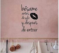 Besame Antes De Salir Y Despues De Entrar Adhesivo De Pared De Vinilo Español Frases De Amor Calcomanías De Pared Para El Hogar Dormitorio/Sala De Estar Decoración 57 * 34Cm