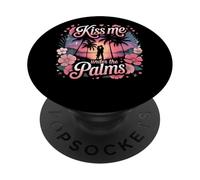 Bésame Bajo Las Palmas Puesta Del Sol Romance PopSockets PopGrip Adhesivo