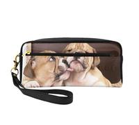 Besar Cachorros de Bulldog inglés, Bolsa de Maquillaje Bolsa de cosméticos Bolsa de Aseo de Viaje portátil Estuche de Cuero para Mujeres y niñas
