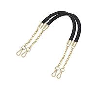 besbomig 2 Piezas Correas de Bolso de Repuesto 60CM Asas Correa de Bandolera de PU Cinturón Trenzada Cadena para Bolso de Mano Cartera de Bricolaje Accesorios,Negro