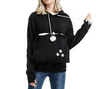 besbomig Sudadera con Capucha Mujer con Grande Bolsillo para Gato Perro - Súper Suave y Cómoda Manga Larga Jersey Gato Sweatshirt Pullover Hoodie Sudadera para Otoño Invierno