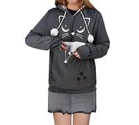 besbomig Sudadera con Capucha Mujer con Grande Bolsillo para Perro Gato - Súper Suave y Cálida Manga Larga Fleece Sweatshirt Pullover para Otoño Invierno