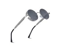 besbomig Vintage Gafas de Sol para Hombre y Mujer Polarizadas Steampunk Estilo Redondas Metálico Alta Protección UV400