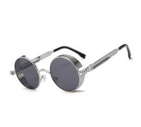 besbomig Vintage Gafas de Sol para Hombre y Mujer Polarizadas Steampunk Estilo Redondas Metálico Alta Protección UV400